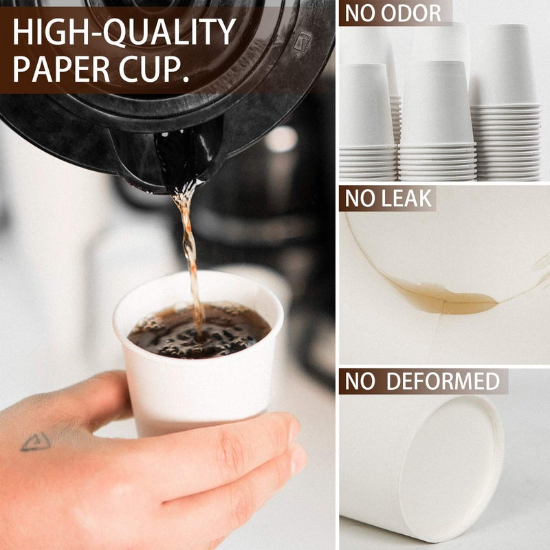 Vumdua 300 Pcs 6 oz Disposable Paper Cups, Hot Cold Beverage Drinking Cup for Coffee, Water, Tea, Juice, Espresso & Cortado (White) - Image 3